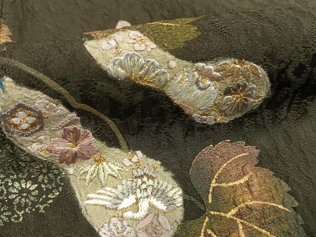 平和屋着物●訪問着 作家物 刺繍 瓢箪 金糸 金彩 さが美扱い 正絹 逸品 AABI9121fy
