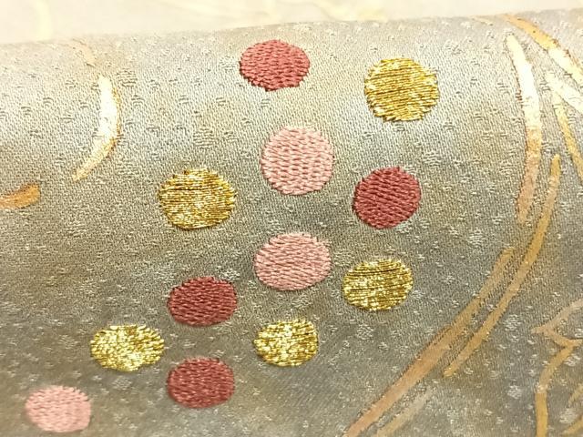 平和屋着物●人間国宝 福田喜三郎 訪問着 刺繍 葡萄唐草文 暈し染め 金糸 金彩 正絹 逸品 AABI9122fy
