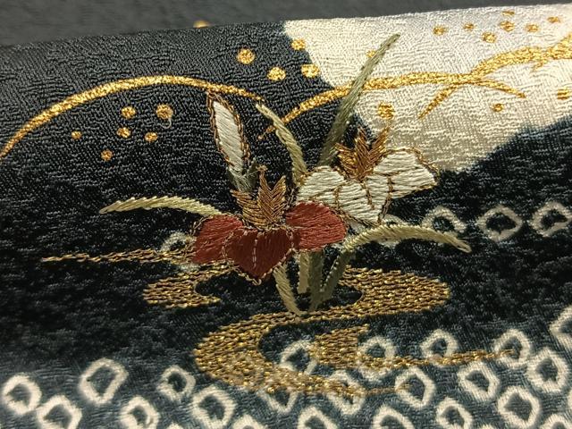 平和屋着物●訪問着 絞り 刺繍 草花文 金糸 金彩 健勝苑扱い 正絹 逸品 未使用 AABI9131fy