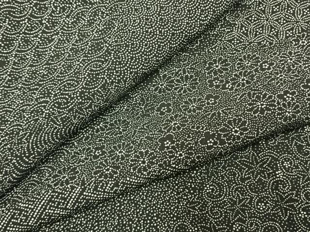 平和屋着物●江戸小紋 切嵌花文 黒地 正絹 逸品 未使用 AABI9133fy