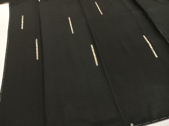 平和屋着物●上質な小紋 縦笛 黒地 金彩 正絹 逸品 未使用 AABI9142fy