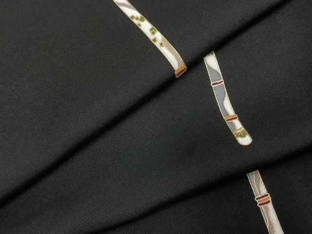 平和屋着物●上質な小紋 縦笛 黒地 金彩 正絹 逸品 未使用 AABI9142fy