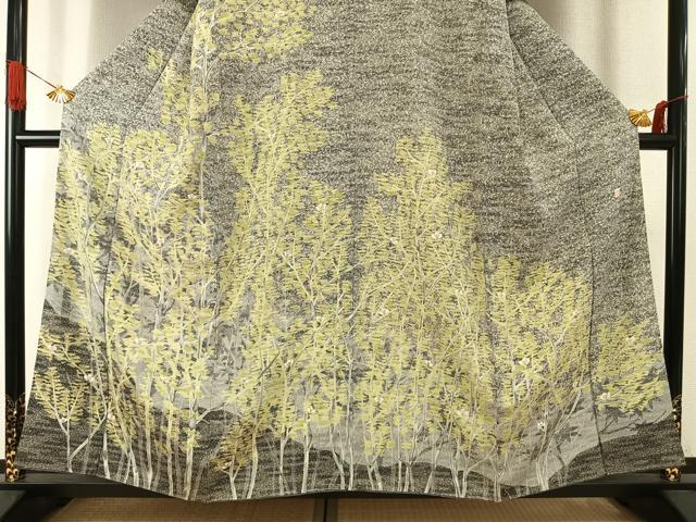 平和屋着物●訪問着 作家物 手描き 枝花文 正絹 逸品 AABI9143fy