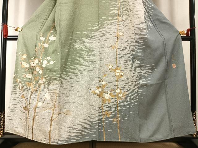 平和屋着物●訪問着 作家物 枝花文 金彩 正絹 逸品 AABI9145fy