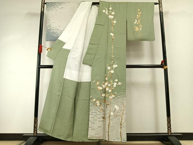 平和屋着物●訪問着 作家物 枝花文 金彩 正絹 逸品 AABI9145fy