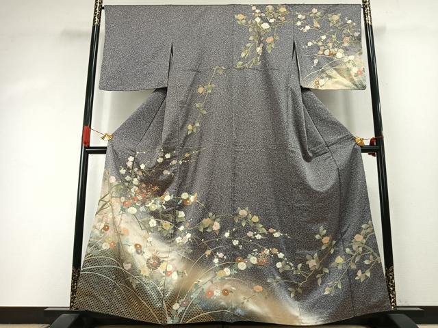 平和屋着物○訪問着 中国三大刺繍 汕頭刺繍 スワトウ刺繍 雪輪花