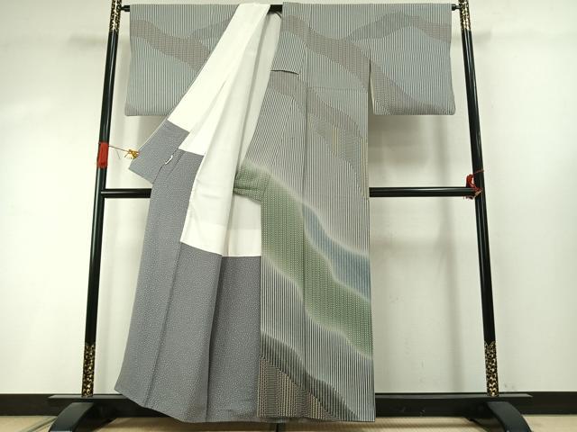 平和屋着物●京友禅作家 岡部睦美 訪問着 道長草花文 暈し染め 正絹 逸品 AABI9149fy