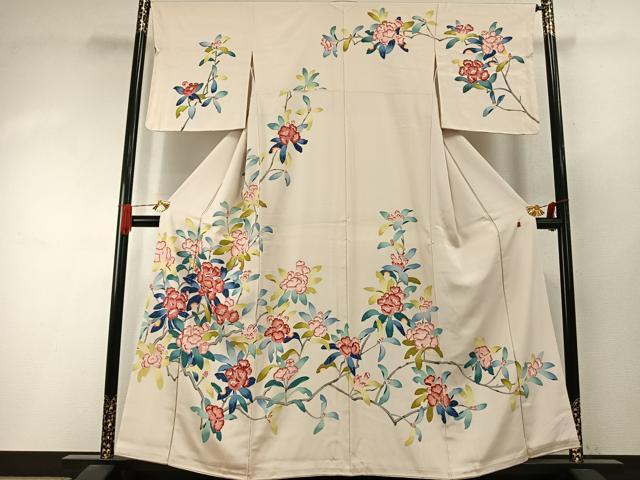 平和屋着物●訪問着 友禅 作家物 枝花文 正絹 逸品 未使用 AABI9150fy