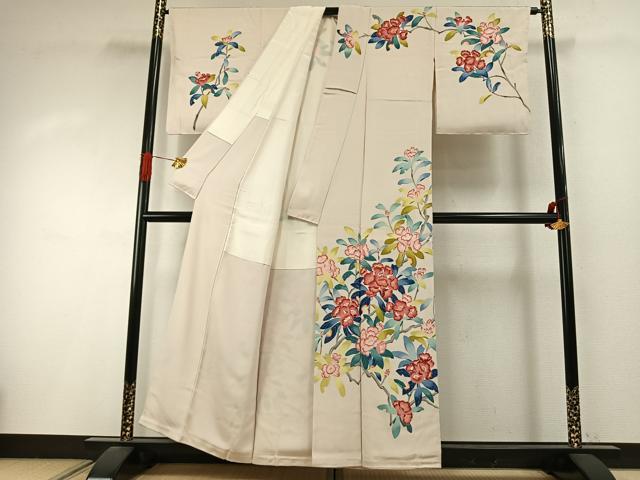 平和屋着物●訪問着 友禅 作家物 枝花文 正絹 逸品 未使用 AABI9150fy