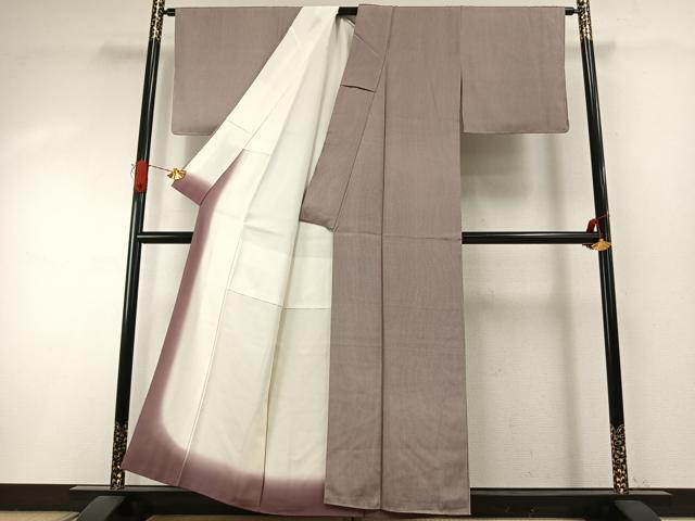 平和屋着物●江戸小紋 万筋 紫色×白色 正絹 逸品 未使用 AABI9151fy