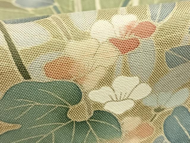 平和屋着物●訪問着 紬地 友禅 作家物 草花文 暈し染め 正絹 逸品 AABI9152fy