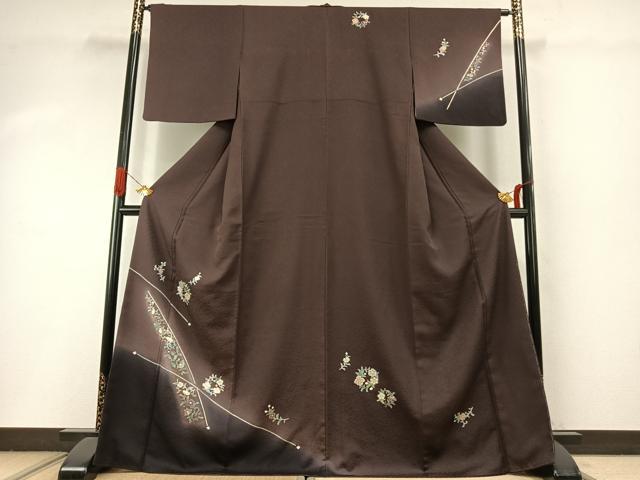 平和屋着物●訪問着 草花文 暈し染め 金彩 正絹 逸品 AABI9155fy