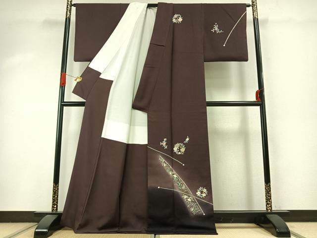 平和屋着物●訪問着 草花文 暈し染め 金彩 正絹 逸品 AABI9155fy