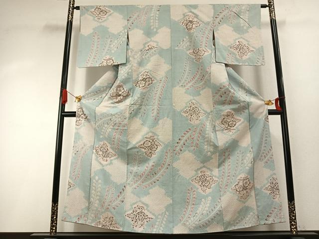 平和屋着物●上質な小紋 紬地 絞り 辻が花 正絹 逸品 未使用 AABI9157fy