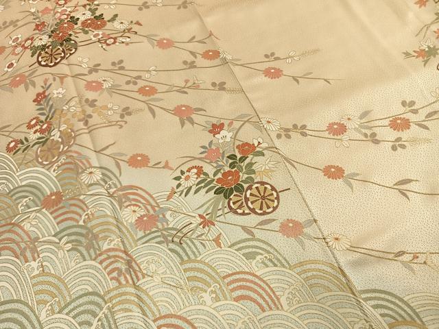平和屋着物●訪問着 片輪車花文 暈し染め 金彩 正絹 逸品 AABI9162fy