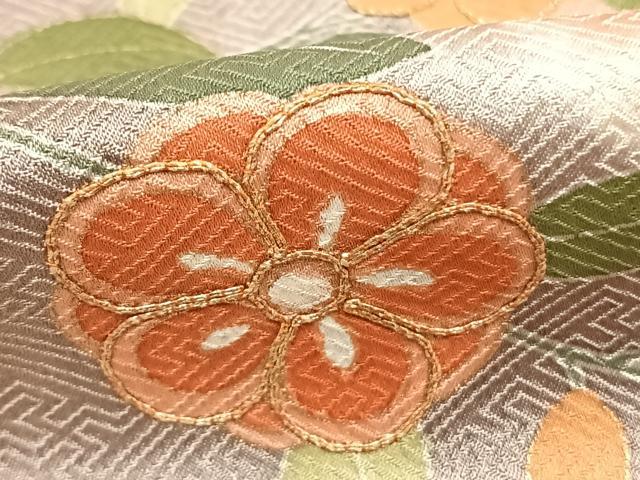 平和屋着物●訪問着 駒刺繍 地紙花鳥文 暈し染め 金彩 正絹 逸品 AABI9163fy