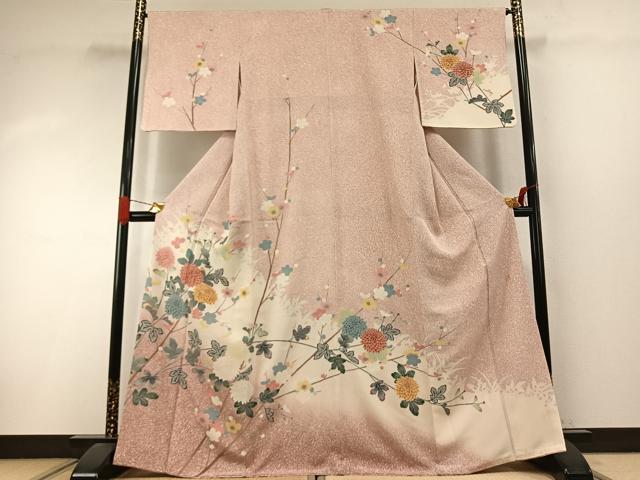 平和屋着物●訪問着 友禅 作家物 枝花文 暈し染め 正絹 逸品 AABI9164fy
