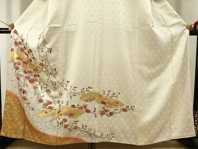 平和屋着物●訪問着 刺繍 雲取り花文 金彩 正絹 逸品 AABI9167fy
