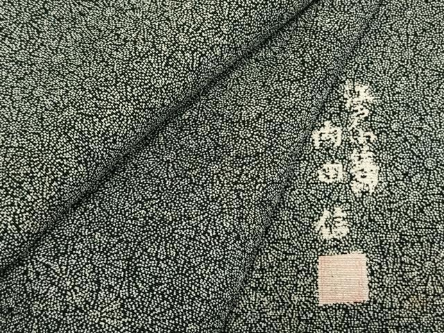 平和屋着物●内田信 江戸小紋 花尽くし 黒地 浜ちりめん 反端付き 正絹 逸品 AABI9173fy