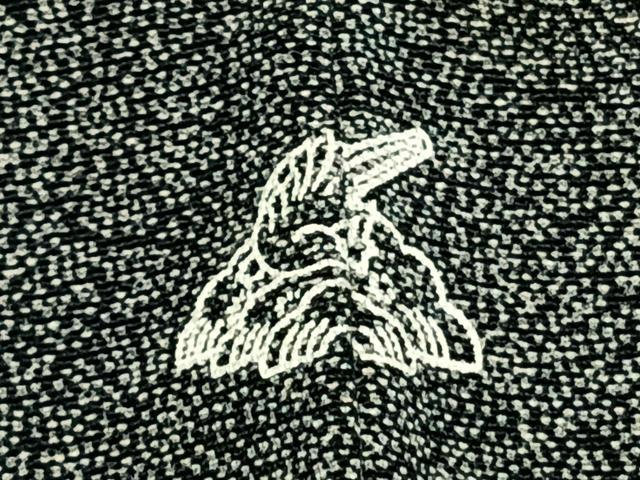 平和屋着物●内田信 江戸小紋 花尽くし 黒地 浜ちりめん 反端付き 正絹 逸品 AABI9173fy