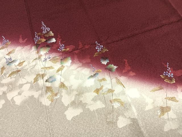 平和屋着物●和紙染染色作家・植村彩弘 訪問着 草花文 暈し染め 金彩 やまと誂製 正絹 逸品 AABI9175fy