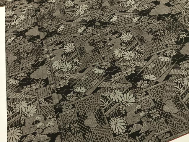 平和屋着物●本場大島紬 カタス9マルキ 風景花文 正絹 逸品 AABI9178fy