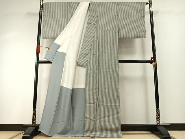 平和屋着物●上質な小紋 縞 正絹 逸品 AABI9181fy