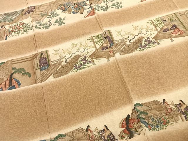 平和屋着物●友禅師・京の名工・伝統工芸士・樽本伊勢蔵 訪問着 人物風景文 暈し染め 金彩 正絹 逸品 AABI9183fy