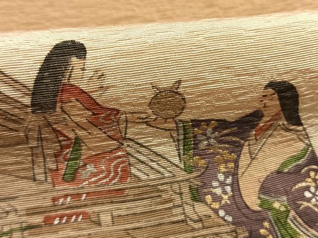 平和屋着物●友禅師・京の名工・伝統工芸士・樽本伊勢蔵 訪問着 人物風景文 暈し染め 金彩 正絹 逸品 AABI9183fy