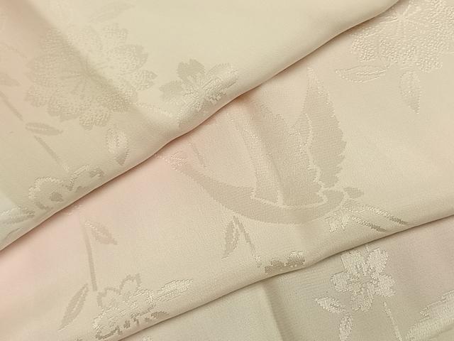 平和屋着物●振袖用長襦袢 無双仕立て 花鳥地紋 暈し染め 京都きもの友禅扱い 半衿刺繍 正絹 逸品 AABI9185fy