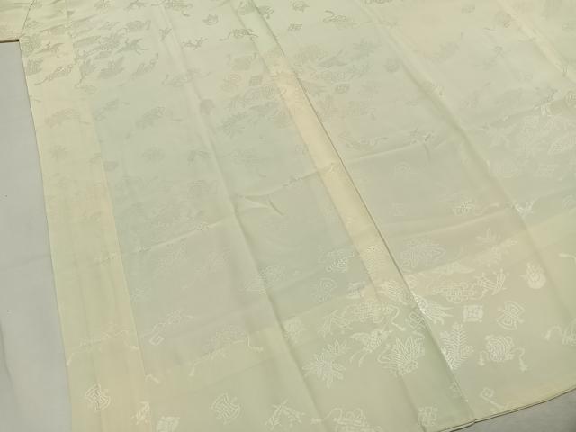 平和屋着物●長襦袢 無双仕立て 飛鳥宝尽くし地紋 鳥の子色 ゑり善扱い 正絹 逸品 AABI9188fy