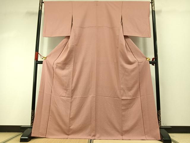 平和屋着物●上質な色無地 水柿色 正絹 逸品 AABI9190fy
