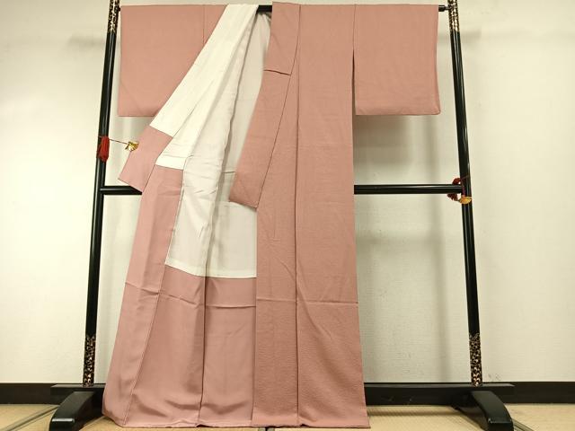 平和屋着物●上質な色無地 水柿色 正絹 逸品 AABI9190fy