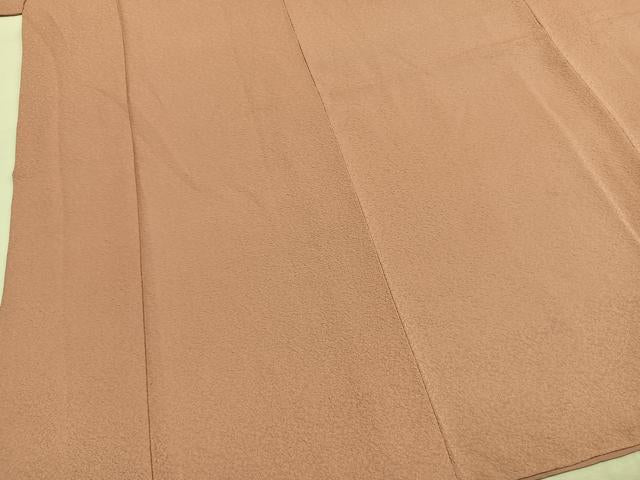 平和屋着物●上質な色無地 水柿色 正絹 逸品 AABI9190fy