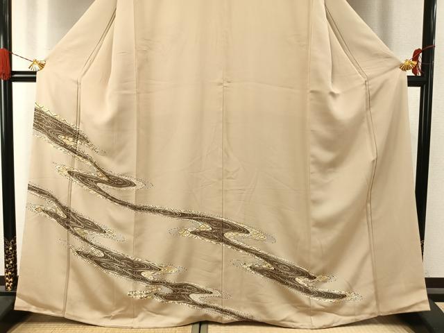 平和屋着物●訪問着 駒刺繍 流水花文 金彩 ゑり善扱い 正絹 逸品 AABI9192fy