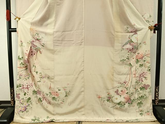 平和屋本店●アンティーク 大正ロマン 振袖 草花文 正絹 逸品 AABI9196fy