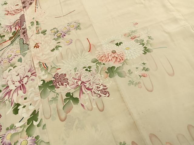 平和屋本店●アンティーク 大正ロマン 振袖 草花文 正絹 逸品 AABI9196fy