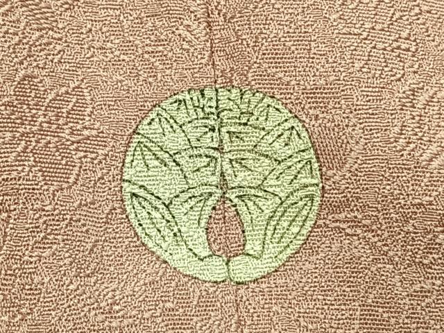 平和屋着物●上質な色無地 草花地紋 薄柿色 正絹 逸品 AABI9197fy
