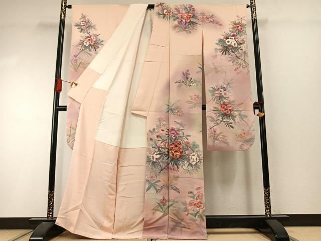 平和屋着物●豪華振袖 作家物 手描き 草花文 暈し染め 正絹 逸品 AABI9200fy