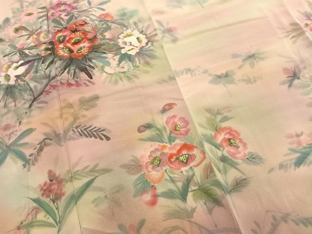 平和屋着物●豪華振袖 作家物 手描き 草花文 暈し染め 正絹 逸品 AABI9200fy