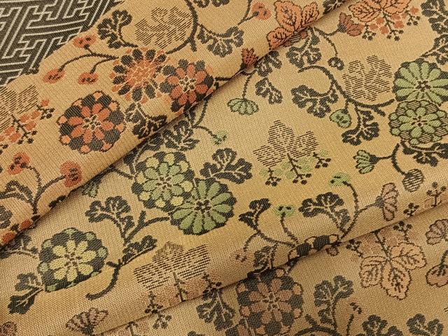 平和屋着物●お召 市松花唐草文 正絹 逸品 未使用 AABI9202fy