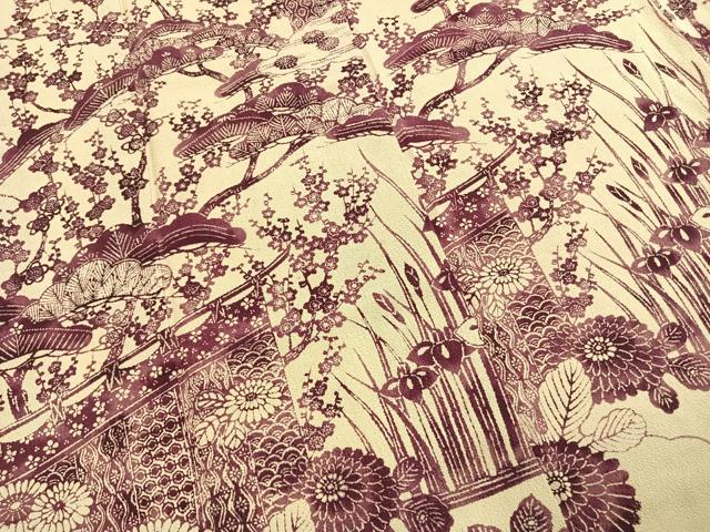 平和屋着物●訪問着 型染め 松竹梅 鬼しぼ縮緬 正絹 逸品 AABI9203fy