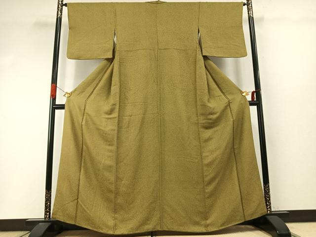 平和屋着物●上質な色無地 霞地紋 梅幸茶色 正絹 逸品 AABI9206fy