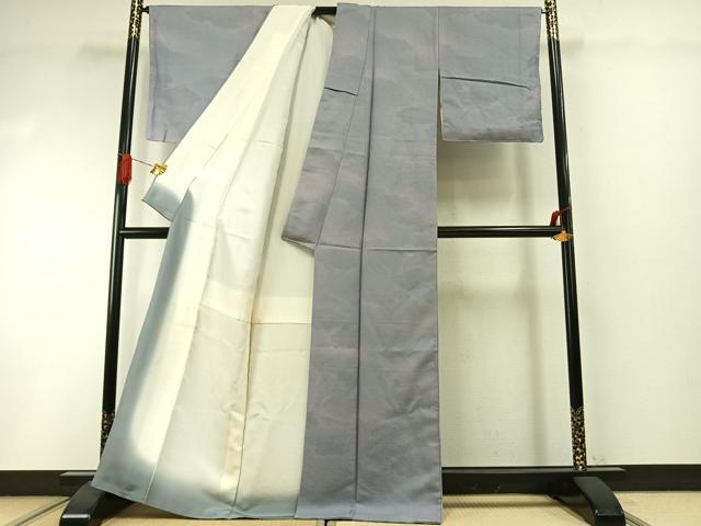 平和屋着物●上質な小紋 雲取り文 暈し染め 正絹 逸品 未使用 AABI9207fy