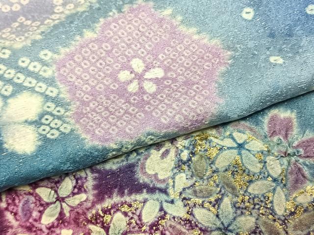 平和屋着物●豪華振袖 舞花文 暈し染め 金彩 金通し地 仮絵羽 逸品 未使用 AABI9213fy
