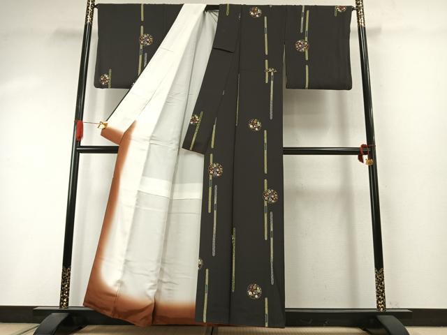 平和屋着物●上質な小紋 雪輪花文 金彩 正絹 逸品 AABI9218fy