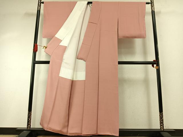 平和屋着物●上質な色無地 宍色 正絹 逸品 未使用 AABI9219fy