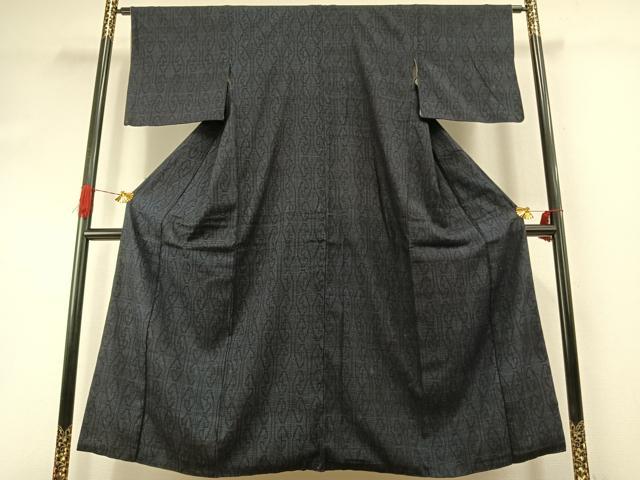平和屋着物●結城紬 80亀甲 幾何学文様 正絹 逸品 AABI9223fy