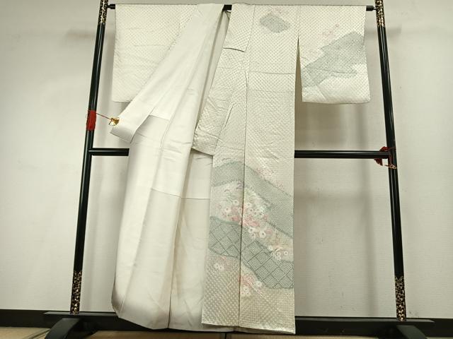 平和屋着物●訪問着 絞り 草花文 金銀彩 正絹 逸品 AABI9237fy