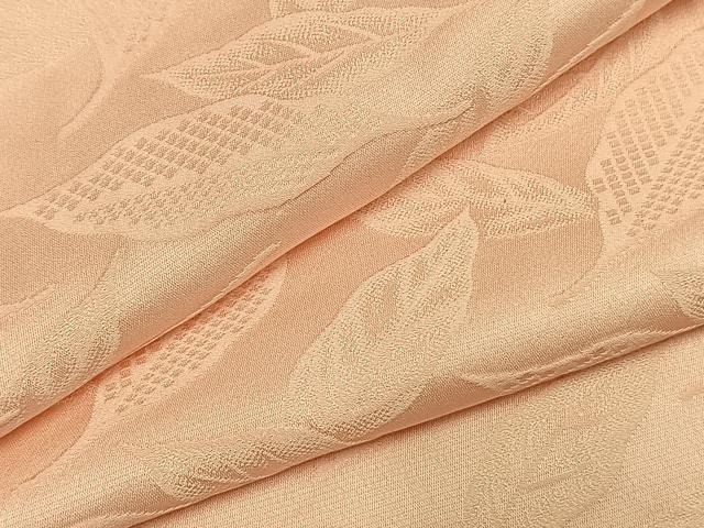 平和屋着物●上質な色無地 葉尽くし地紋 一斤染色 正絹 逸品 AABI9244fy
